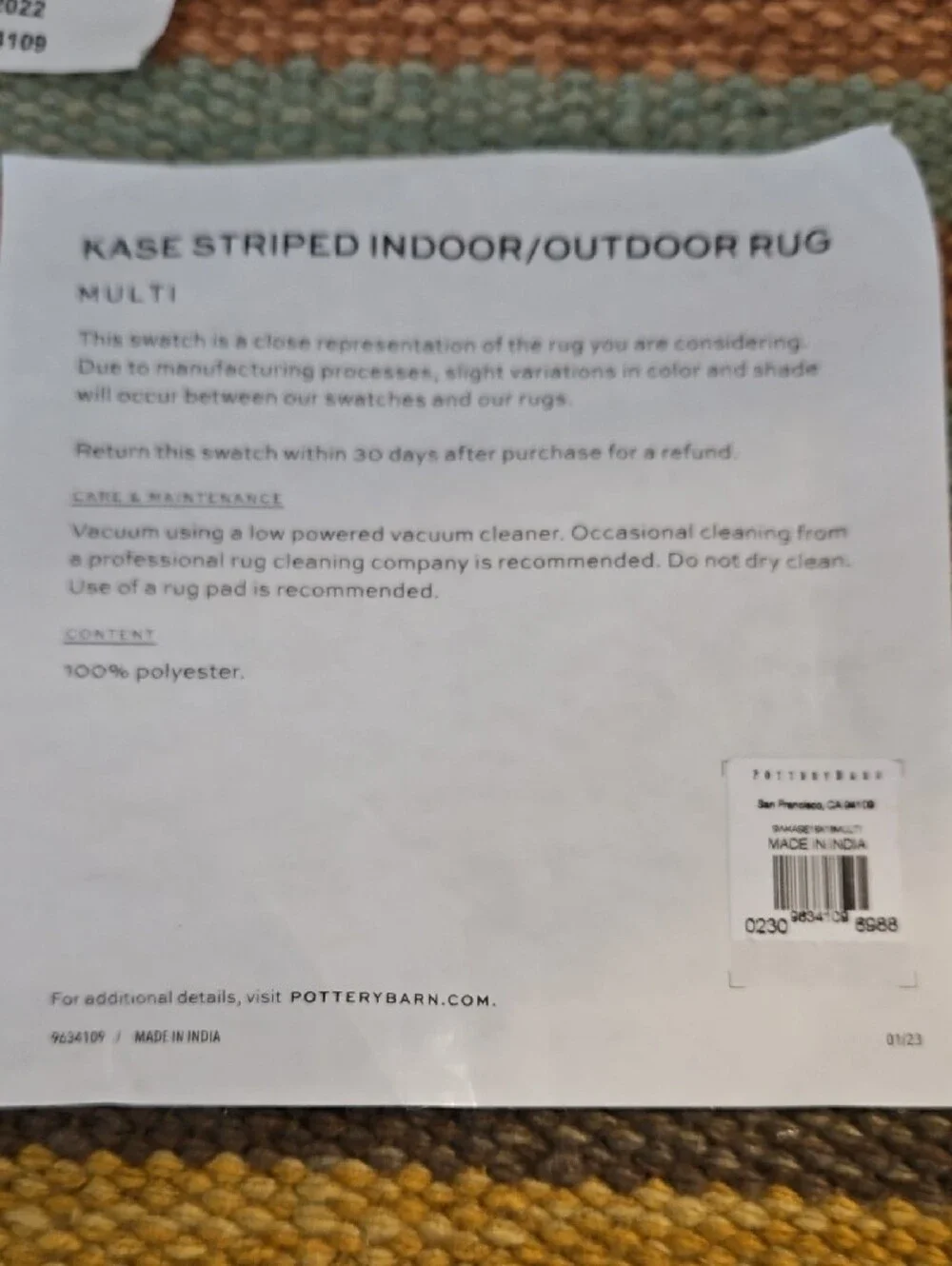 Pottery Barn NWT Kase Striped Indoor Outdoor  Fringe Accent Rug Pair